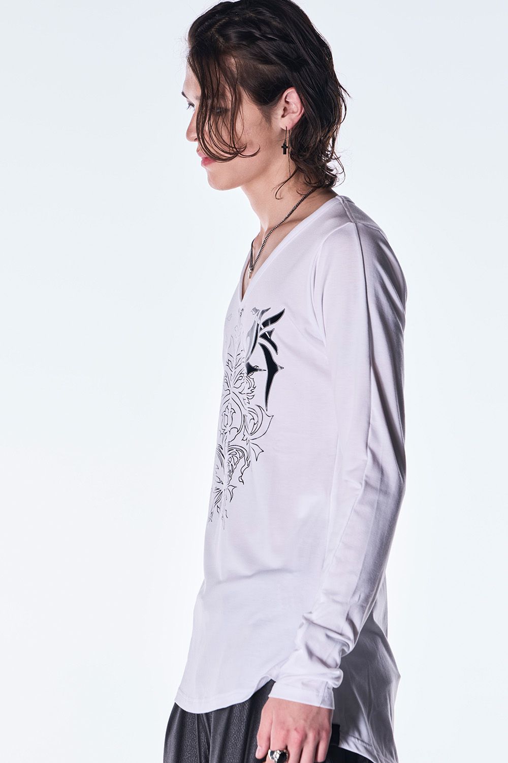 BEA TENJIKU V Neck T-Shirt / ベア天竺 Vネック ロングスリーブ Tシャツ