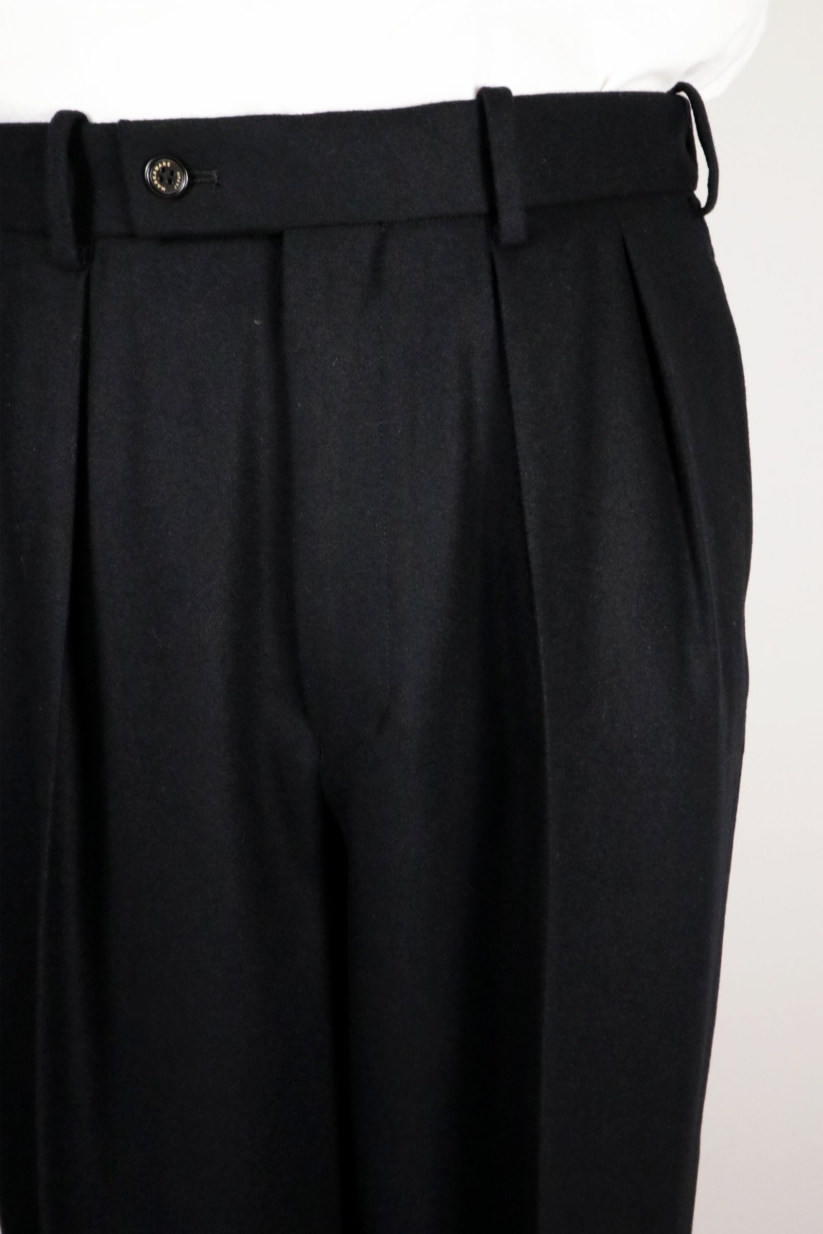 ORGANIC WOOL FLANNEL DOUBLE PLEATED TROUSERS / オーガニック ウール フランネル ダブルプリーテッド トラウザーズ