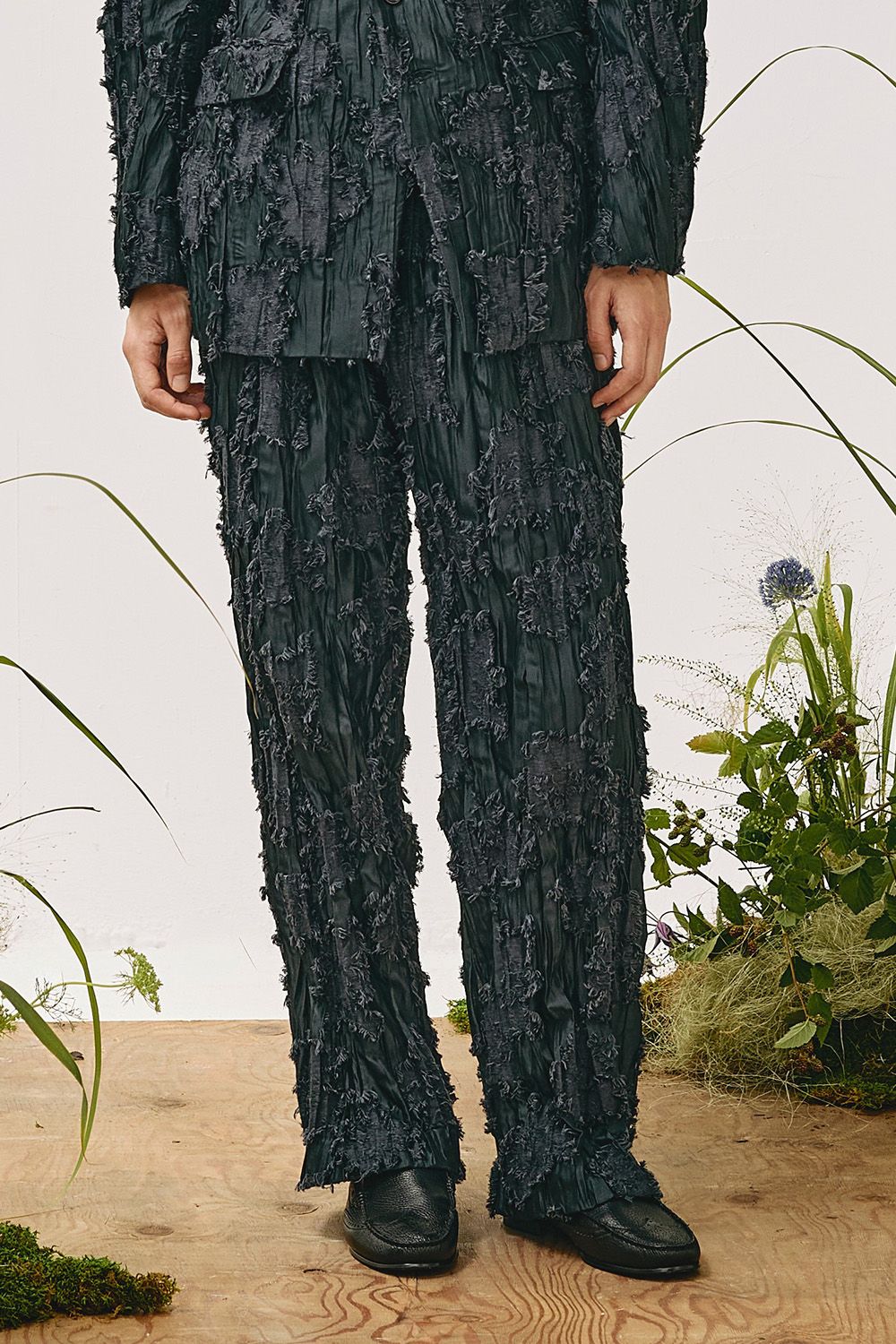 Pleats cut jucquared trousers / プリーツ カットジャガード トラウザーズ