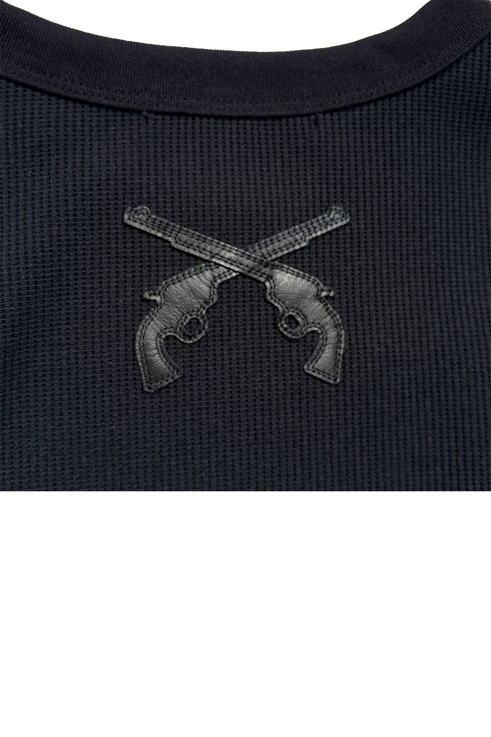WAFFLE/MESH GUNPATCH / ワッフル メッシュ レイヤード ロングスリーブT レザークロスガンパッチ