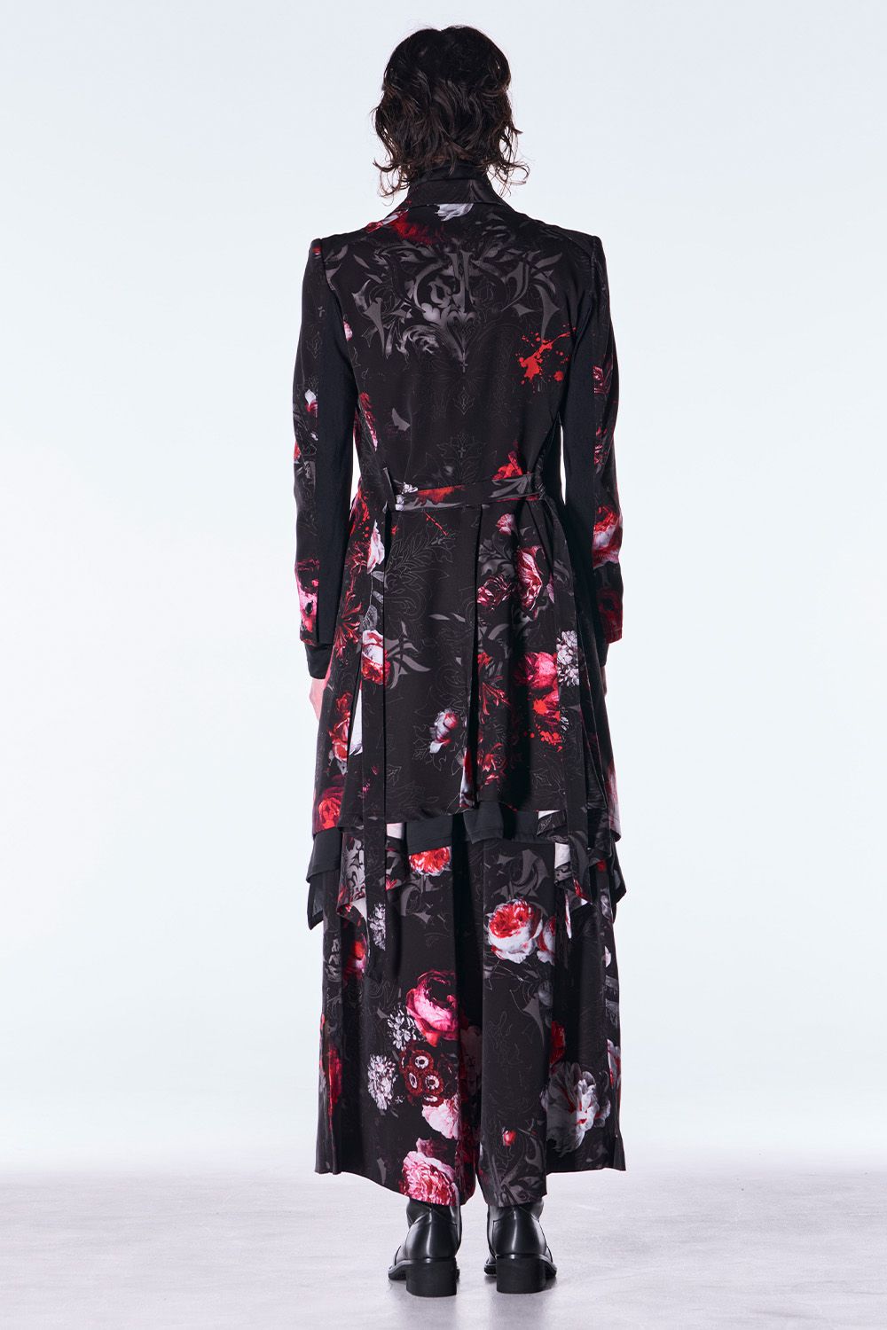 Goth Flora Suede Satin Wide Tuck Slacks / ゴス フローラ スエード サテン ワイド タック スラックス