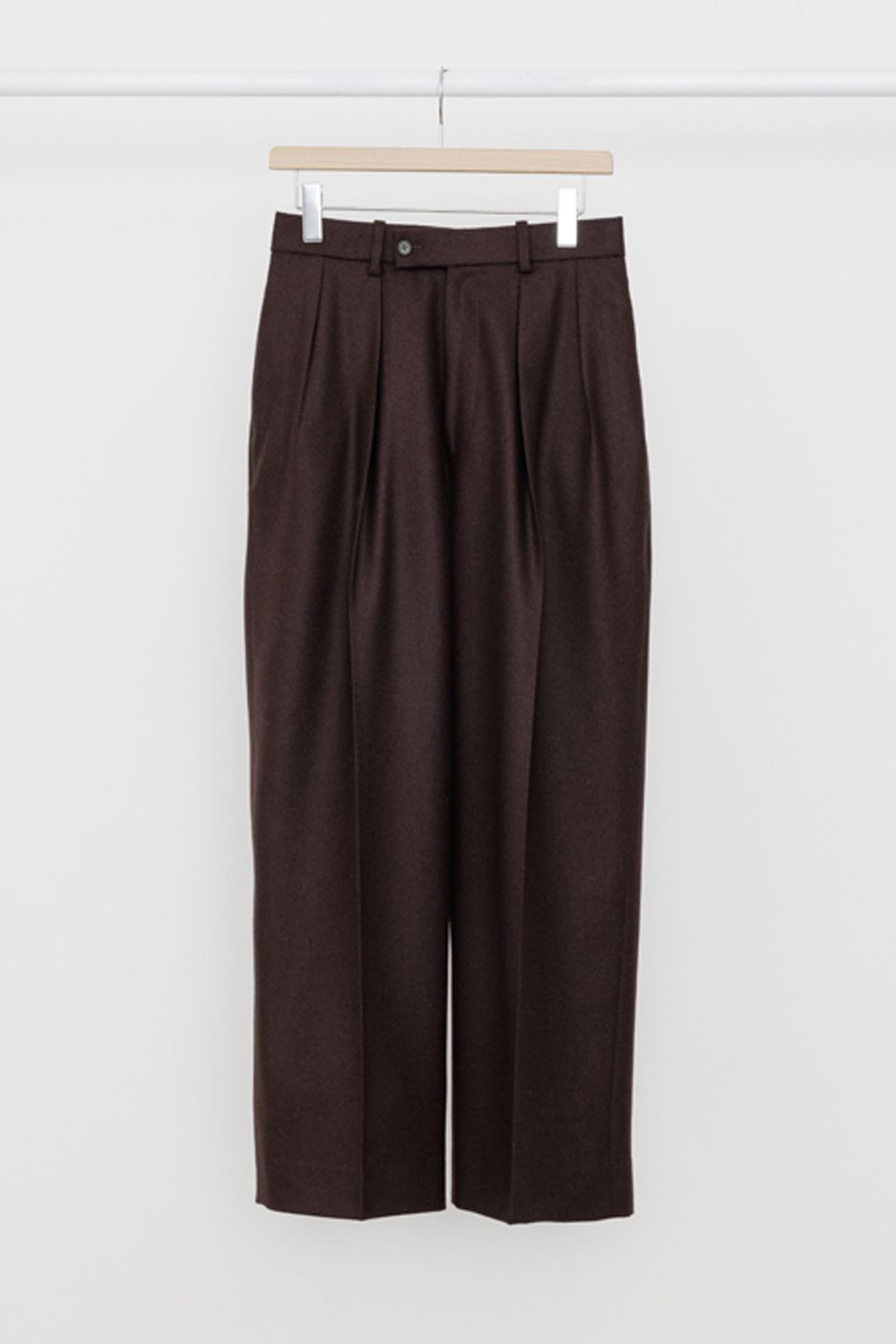 MARKAWARE - ORGANIC WOOL FLANNEL DOUBLE PLEATED TROUSERS / オーガニック ウール フランネル  ダブルプリーテッド トラウザーズ | laid-back