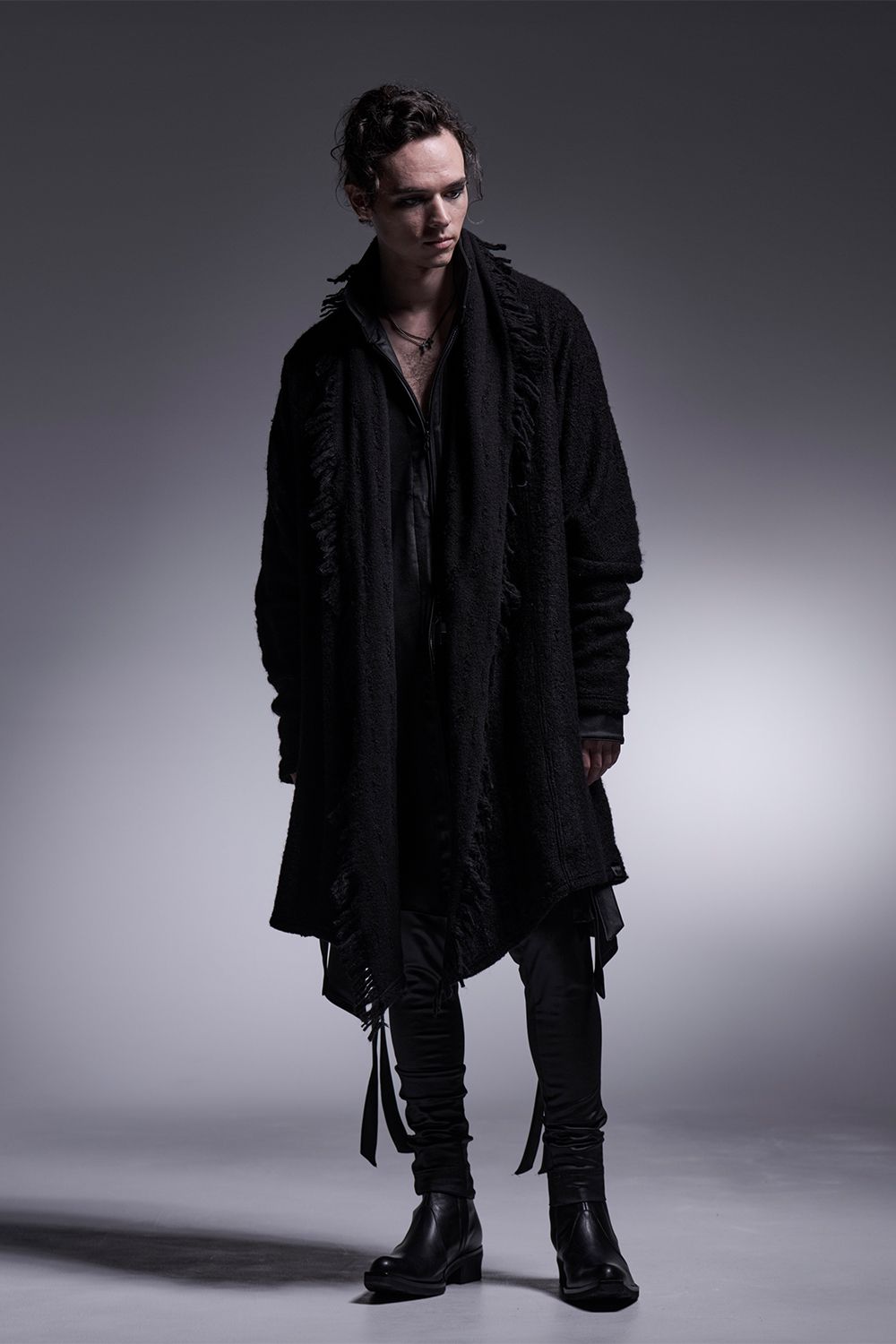 Border Dolman Fringe Cardigan / ボーダー ドルマンフリンジカーディガン