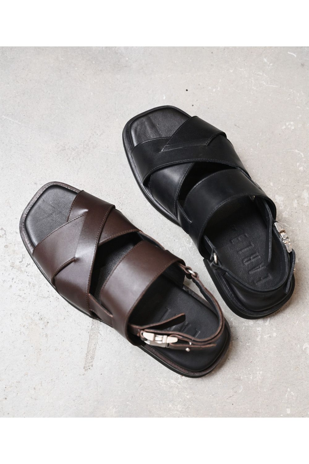 Band & SR buckle sandals / バンド アンド サイドリリースバックル レザー  サンダル