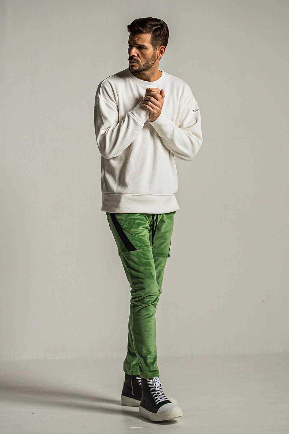 VELOURS FLEECE THERMAL LOOSE TRAINER / ベロア フリース サーマル ルーズ トレーナー