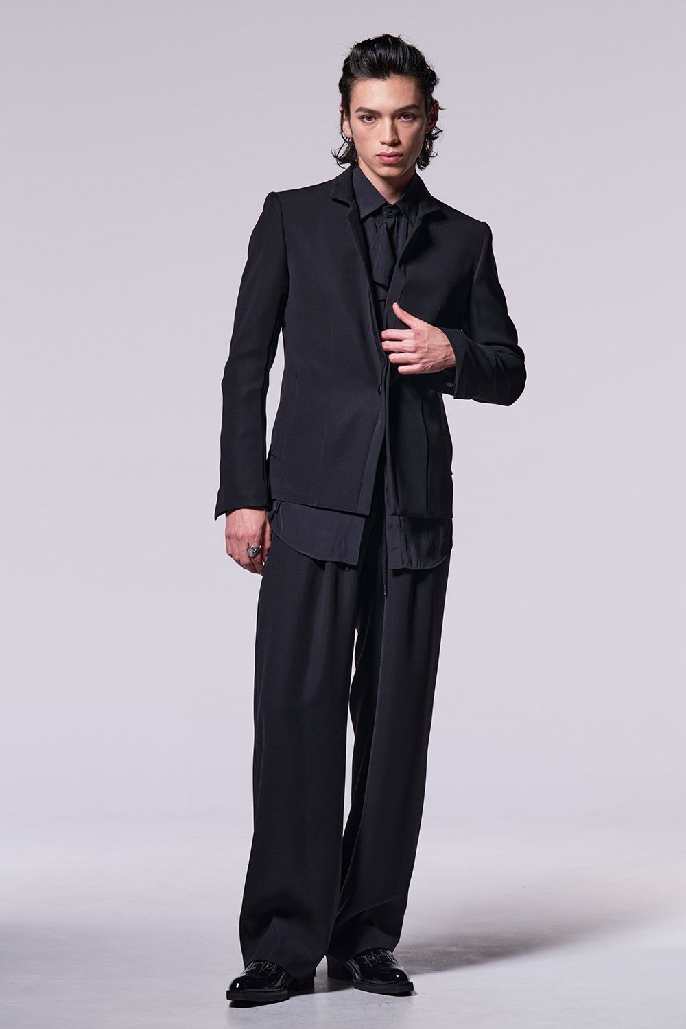 W-Satin Suede Easy Wide Slacks / ダブルサテン スエード イージー ワイド スラックス