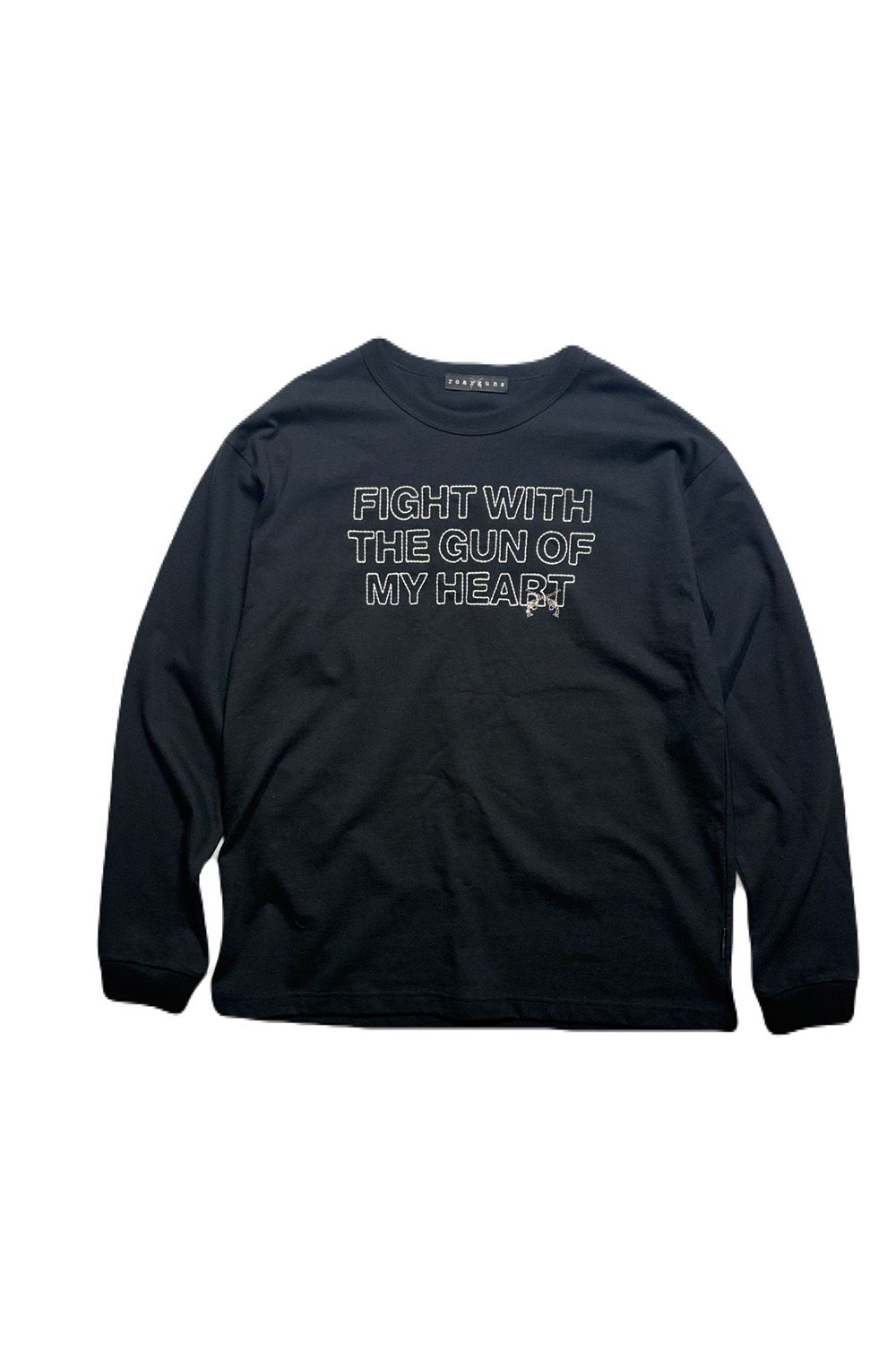 VIN/JER LS/EMB*CRY / ヴィンテージ ジャージ ロングスリーブ T エンブロイダリーメッセージ クロスガンクリスタル