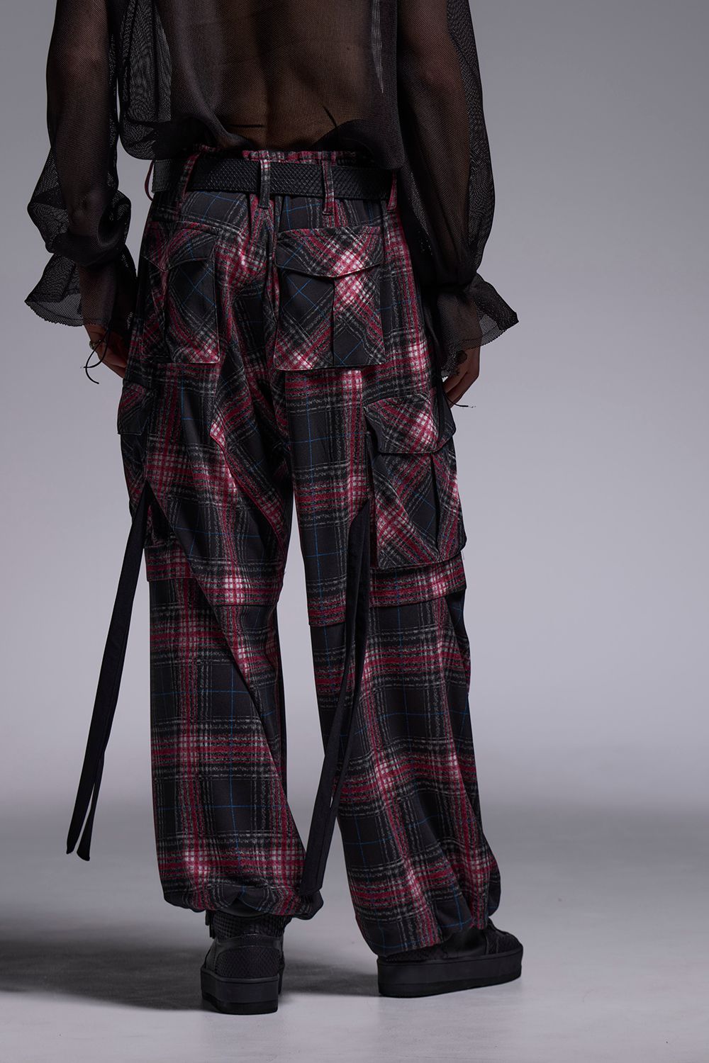 Pink Check Twill Cargo Pants / ピンクチェックツイル カーゴパンツ
