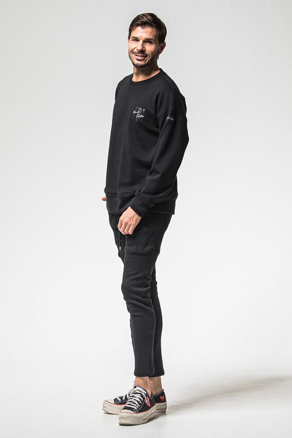 FRIDAY STANDARD LOGO VELOURS FLEECE TRINER / FRIDAYコラボ スタンダードロゴ 裏ベロアフリーストレーナー