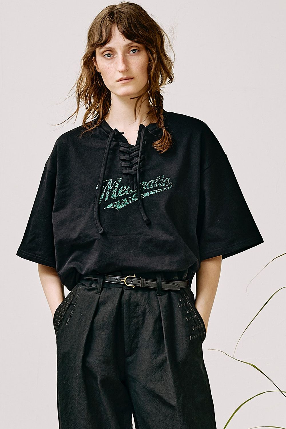 Lace up sweater Tee / レースアップ スウェット Tシャツ