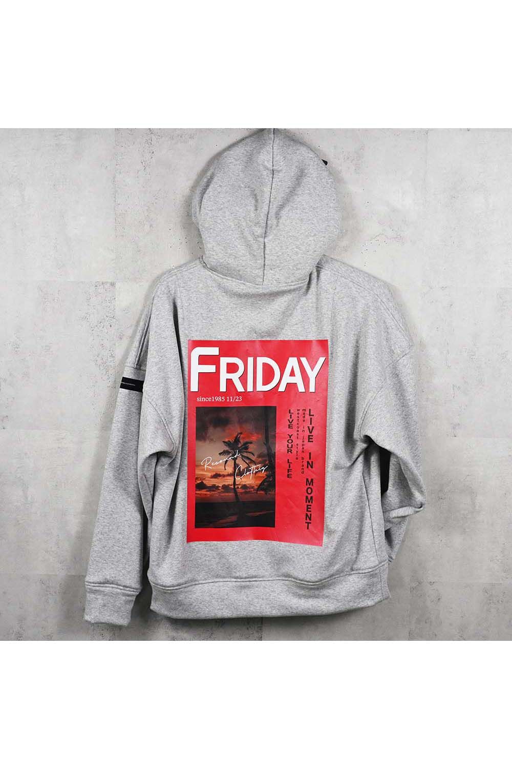 FRIDAY OLD COVER VELOURS FLEECE HOODIE / フライデー オールドカバー ベロア フリース フーディ
