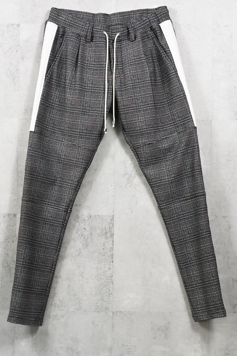 JT HEAT CHECK PT / 裏起毛 チェック 1タック ライン パンツ