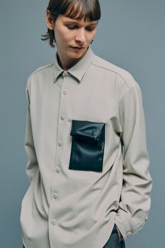Eco leather pocket SH / エコレザー ポケット シャツ