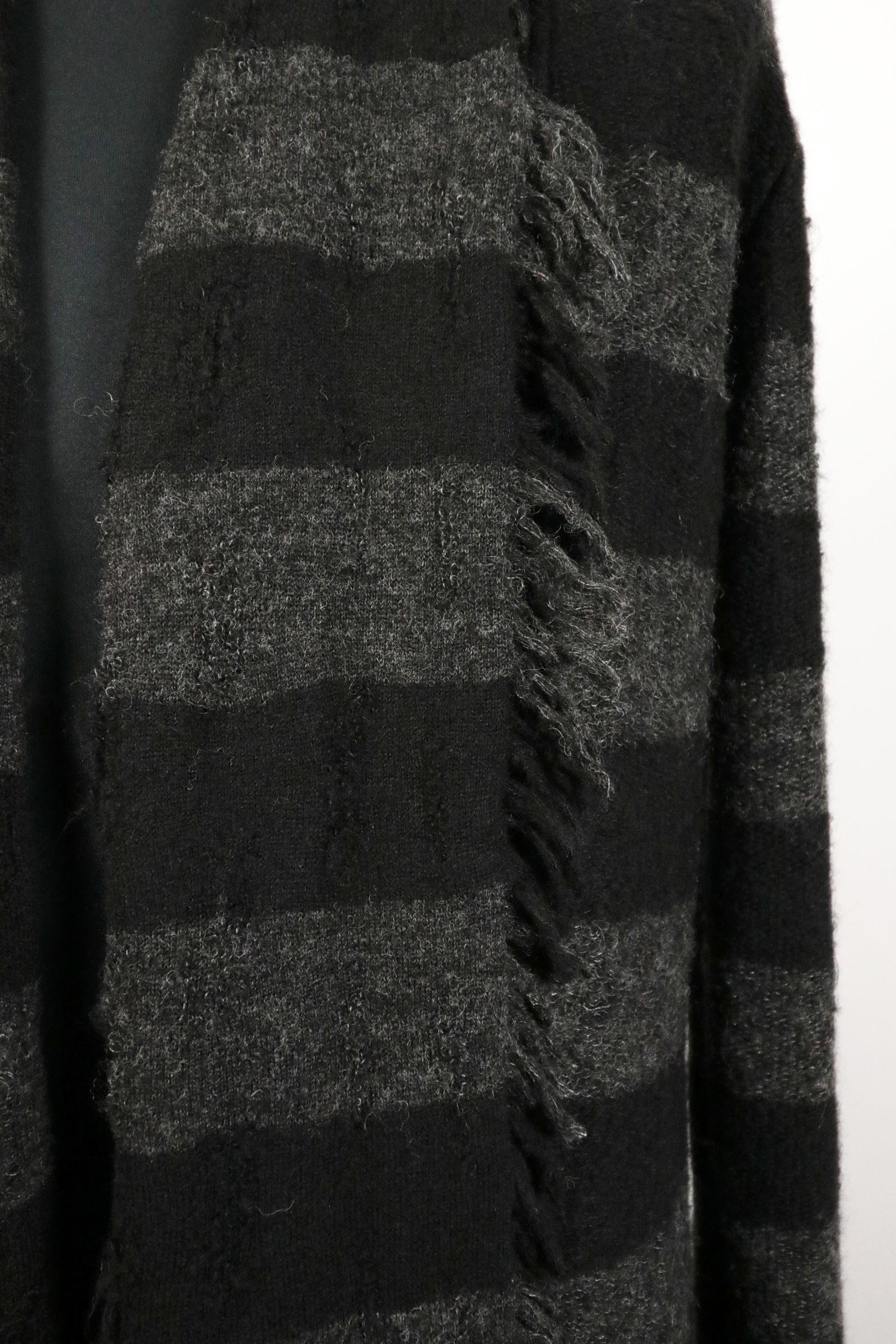 Damage Border Shawl Cardigan / ダメージボーダー ニット ショール カーディガン