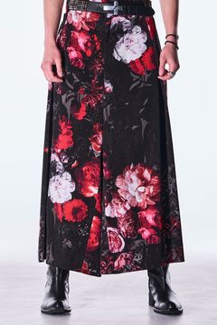 Goth Flora Suede Satin Wide Tuck Slacks / ゴス フローラ スエード サテン ワイド タック スラックス