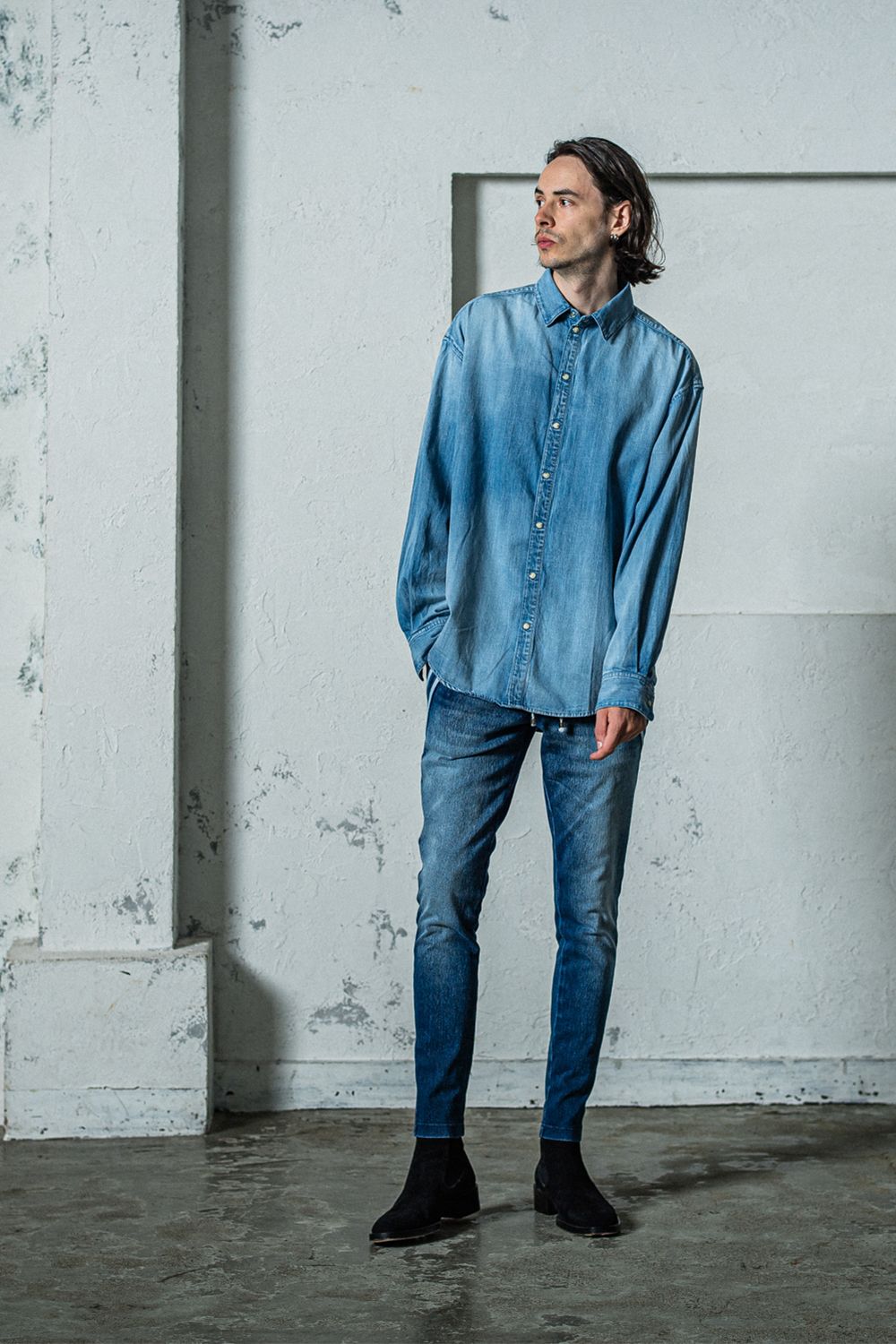 EX DENIM JERSEY EDGE PT / デニム ジャージ エッジ ラインパンツ