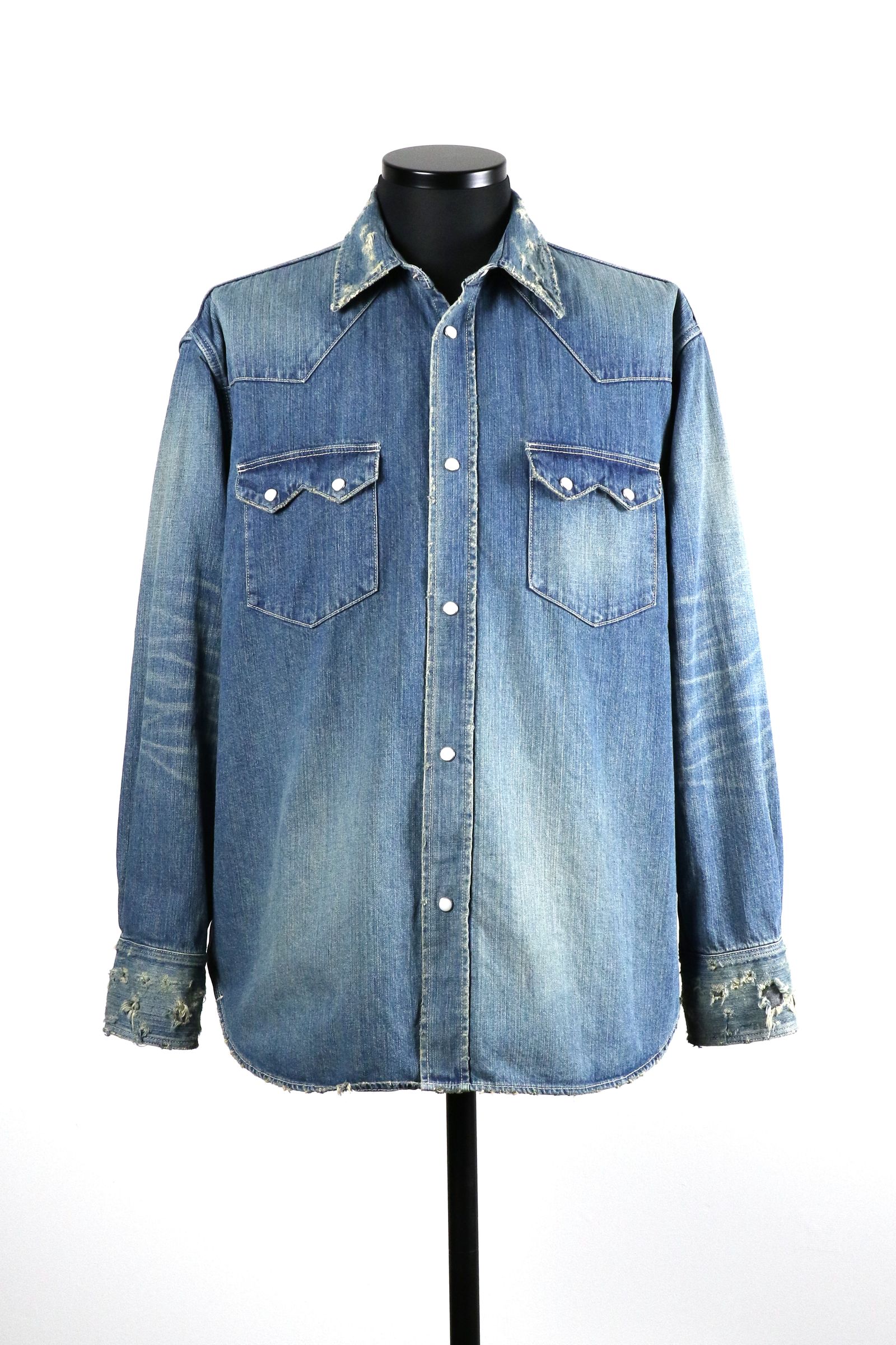 marka - ORGANIC COTTON 8.5oz DENIM WESTERN RIDERS SHIRT / オーガニックコットン 8.5オンス デニム  ウエスタン ライダース シャツ | laid-back