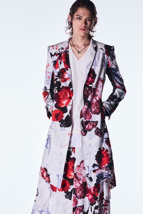 Goth Flora Suede Satin Flare Jacket  / ゴス フローラ スエード サテン フレア ジャケット