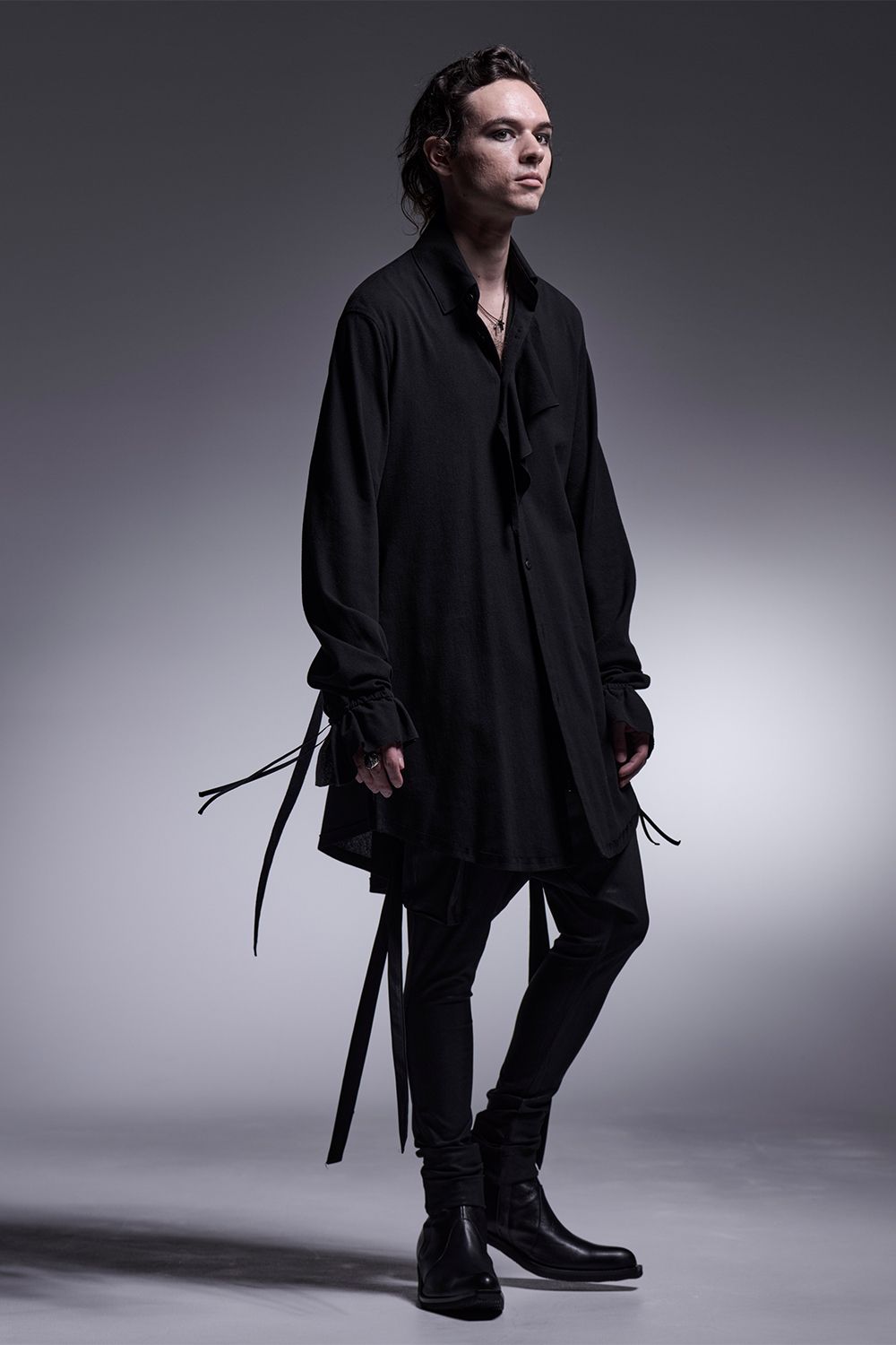 CHIRIMEN Shirring Frill Shirt / 縮緬 シャーリングフリルシャツ