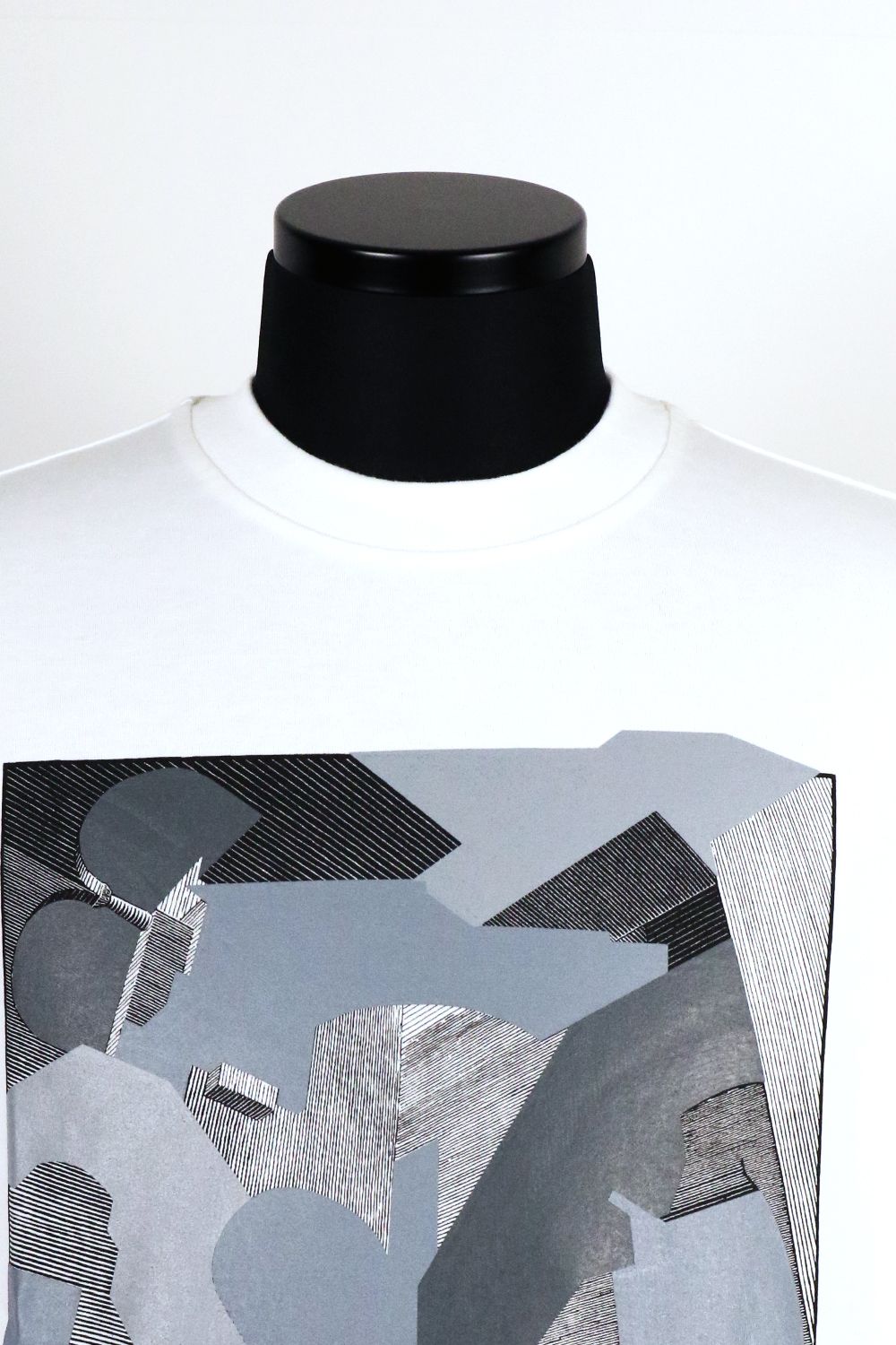 40/2 ORGANIC COTTON KNIT CREW NECK PRINT TEE "FINE LINES" / オーガニックコットン26G天竺 クルーネック プリントTシャツ