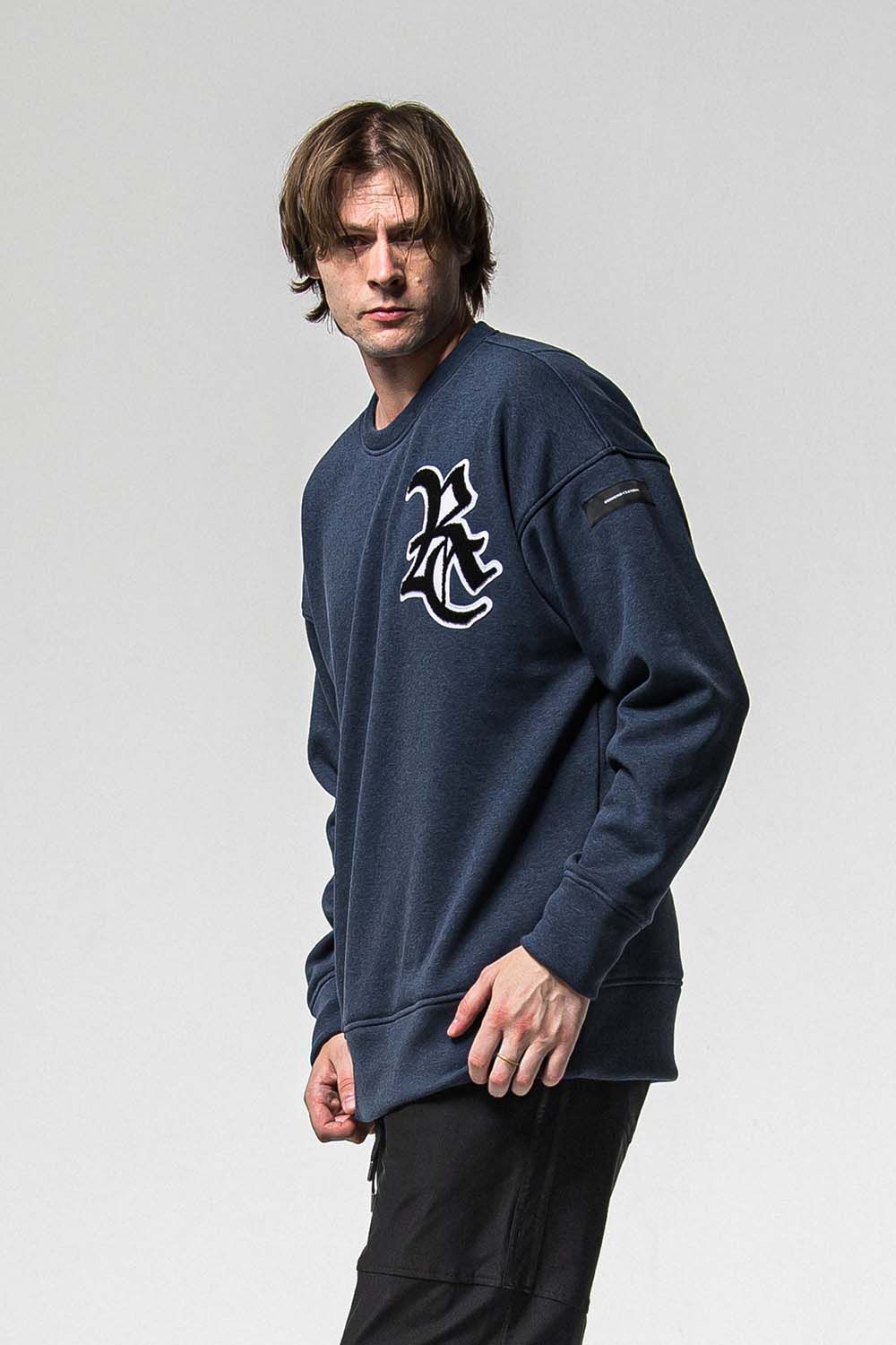 RC CHENILLE VELOURS FLEECE DROP TRINER / RC サガラ刺繍ワッペン ベロア フリース ドロップ トレーナー