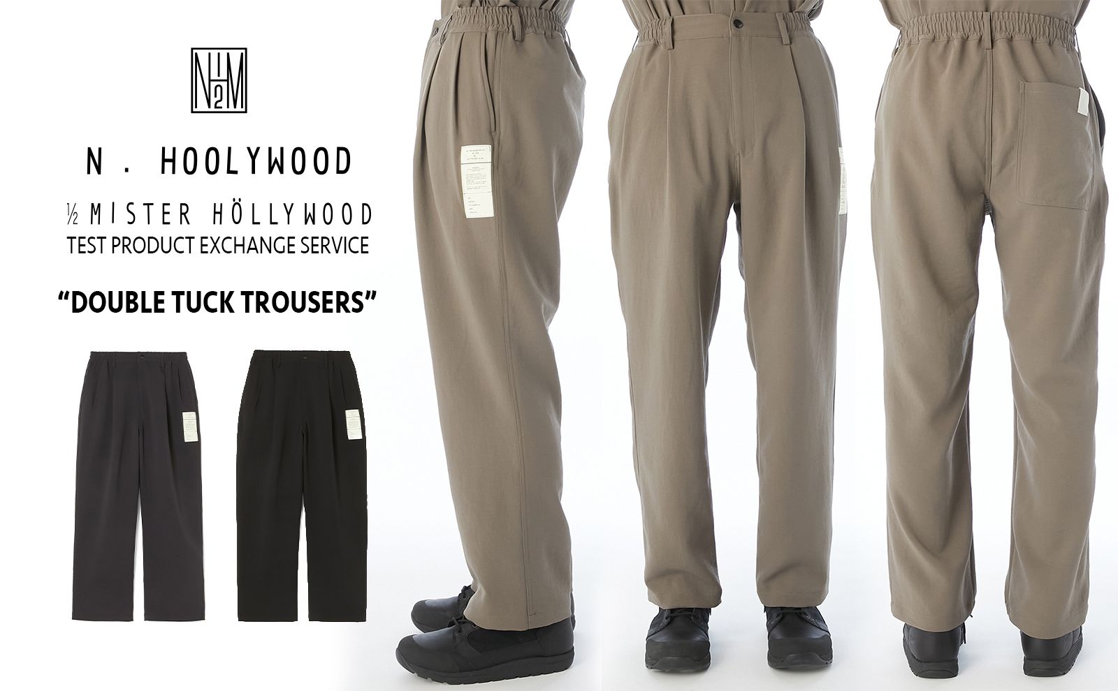 N.HOOLYWOOD TEST PRODUCT EXCHANGE SERVICE DOUBLE TUCK TROUSERS