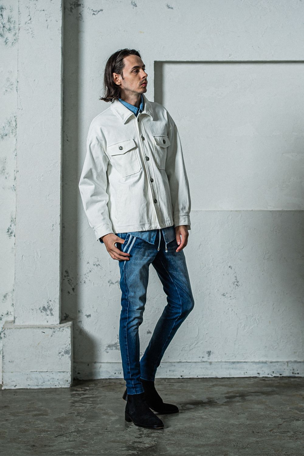 EX DENIM JERSEY EDGE PT / デニム ジャージ エッジ ラインパンツ