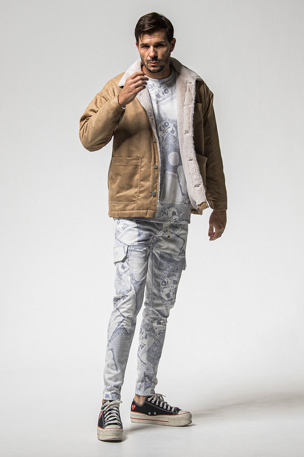 PAISLEY BACK FLEECE DROP TRAINER / 裏起毛 ペイズリー柄 ルーズトレーナー