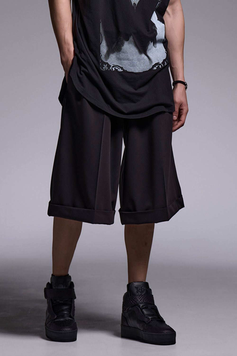 T/R 3/4 Wide Slacks / T/Rギャバジン 7部丈 ワイドスラックス