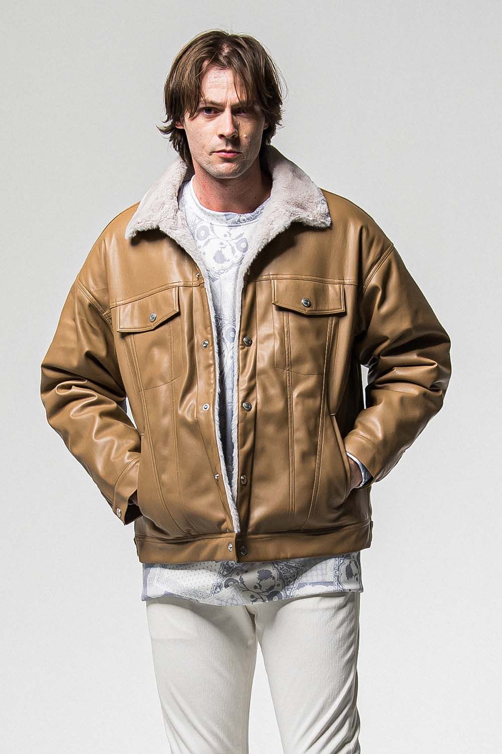 LEATHER FUR OVER G  / レザー ファー オーバー Gジャン