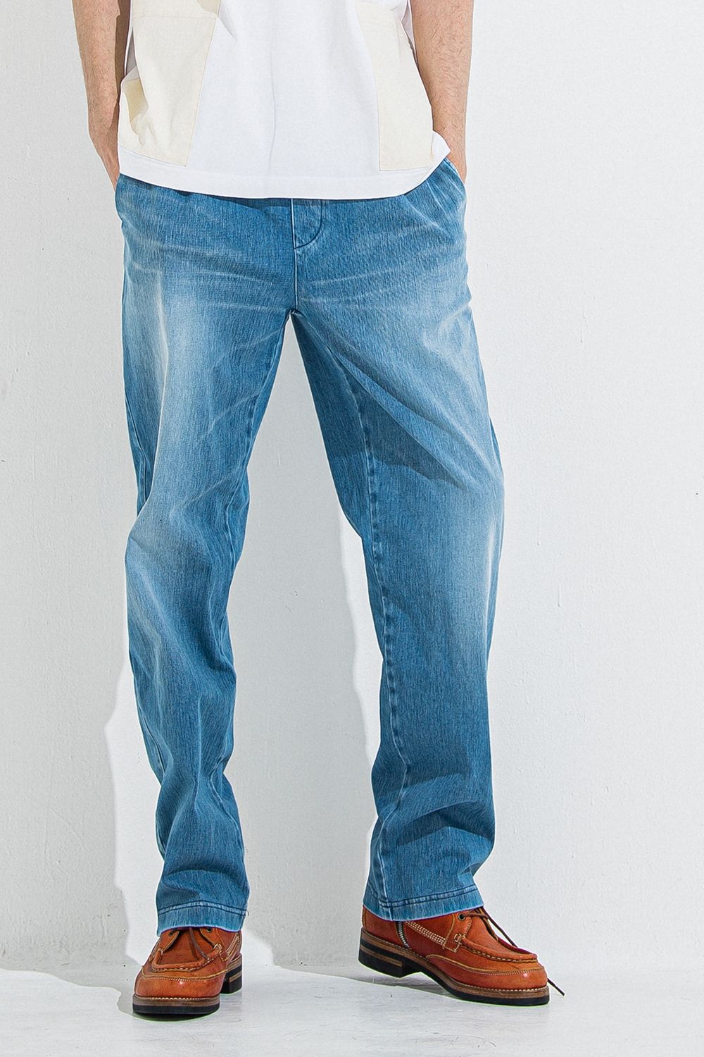 DENIM JERSEY WIDE PT / デニム ジャージ ワイド パンツ