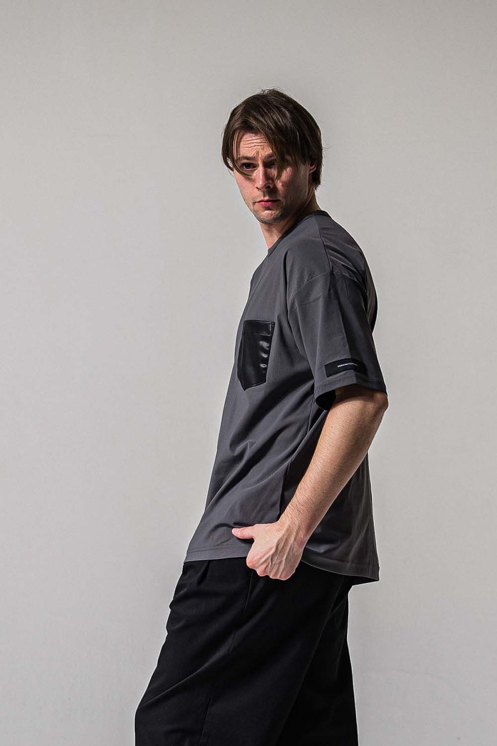 LEATHER POCKET OVER NYLON T / レザーポケット オーバー ナイロン Tシャツ