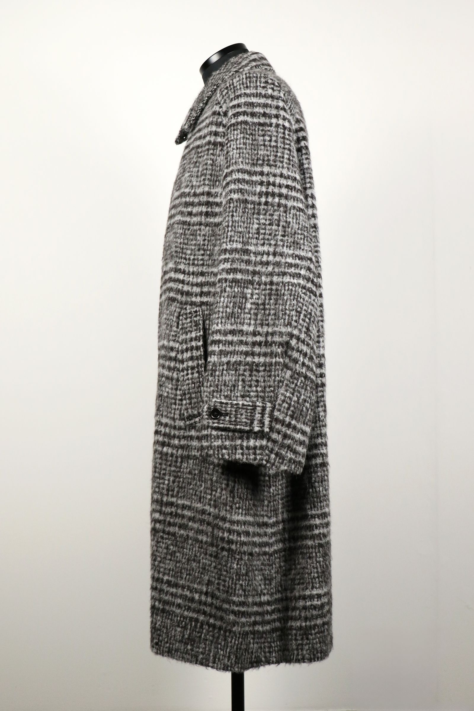 MARKAWARE - ALPACA SHAGGY PLAID WALK ABOUT COAT / アルパカ