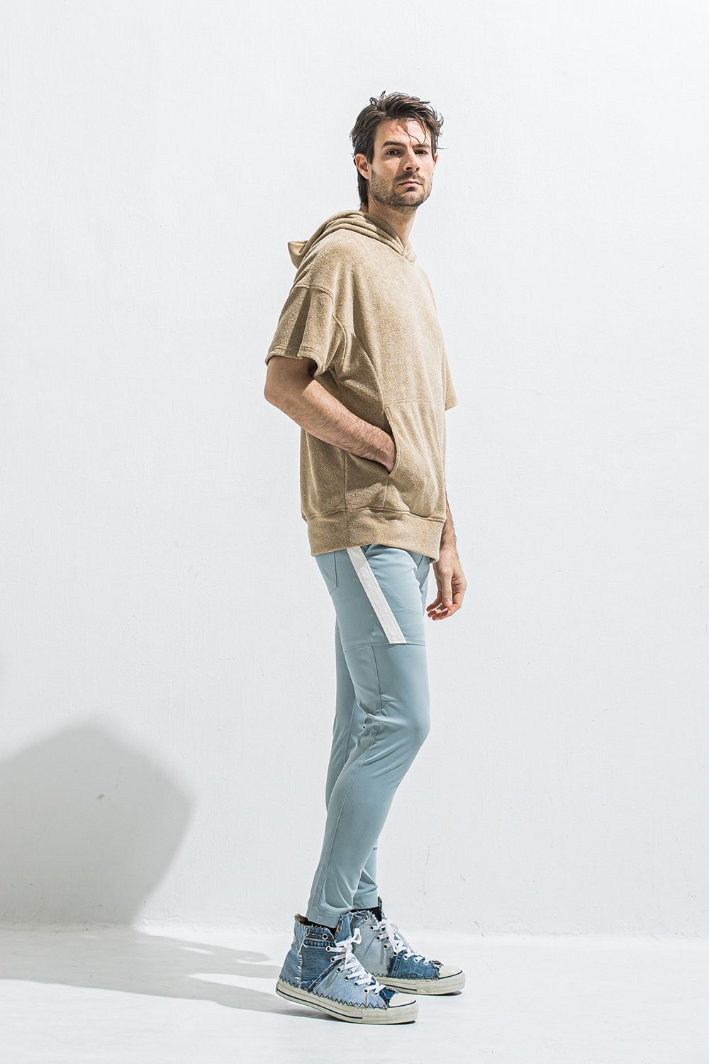 PILE HALF HOODIE / オーバーサイズ ハーフスリーブ パイル フーディー