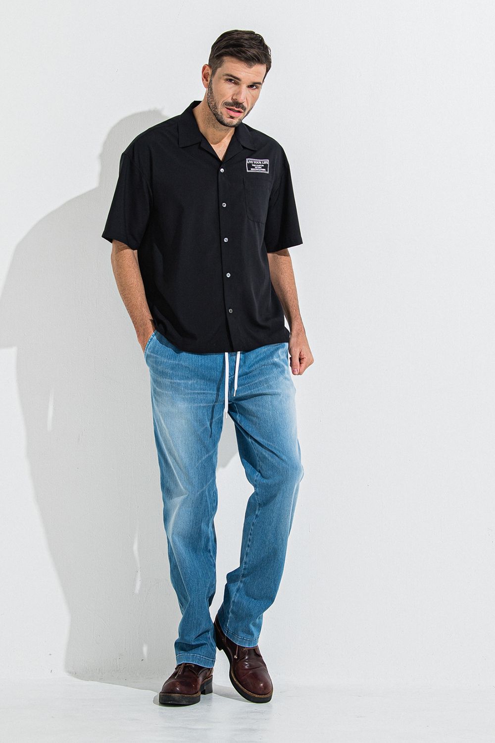 DENIM JERSEY WIDE PT / デニム ジャージ ワイド パンツ