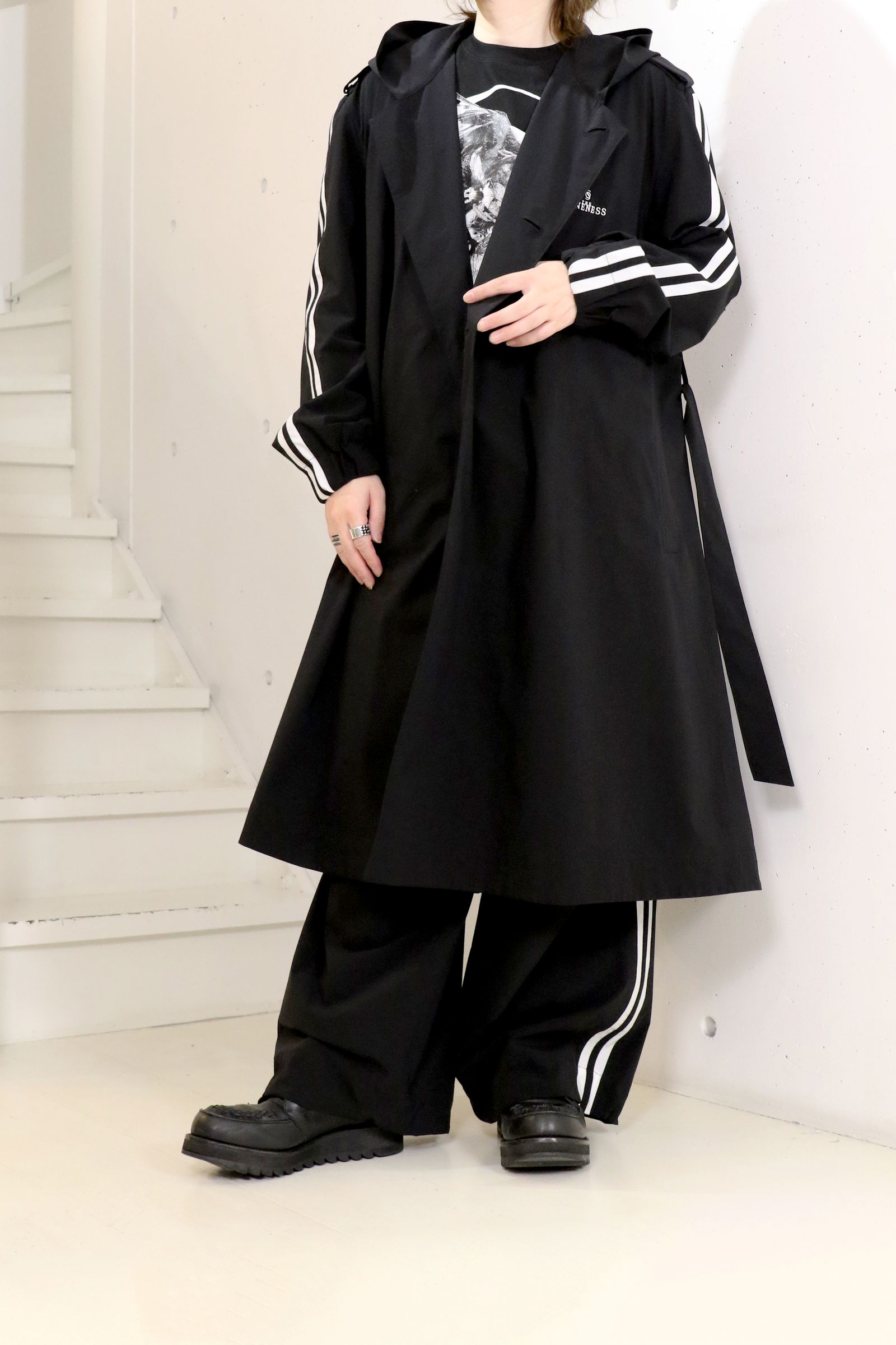 Sustainable Tuffeta Line Big Silhouette Hoodie / ライン ビッグシルエット フーディー