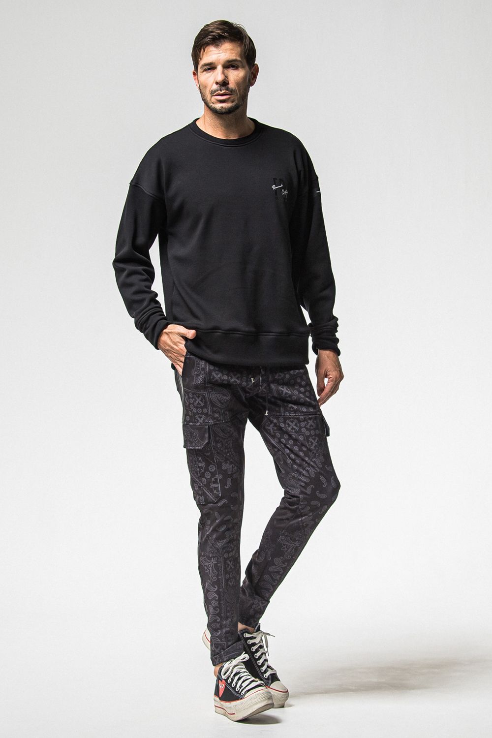 FRIDAY STANDARD LOGO VELOURS FLEECE TRINER / FRIDAYコラボ スタンダードロゴ 裏ベロアフリーストレーナー