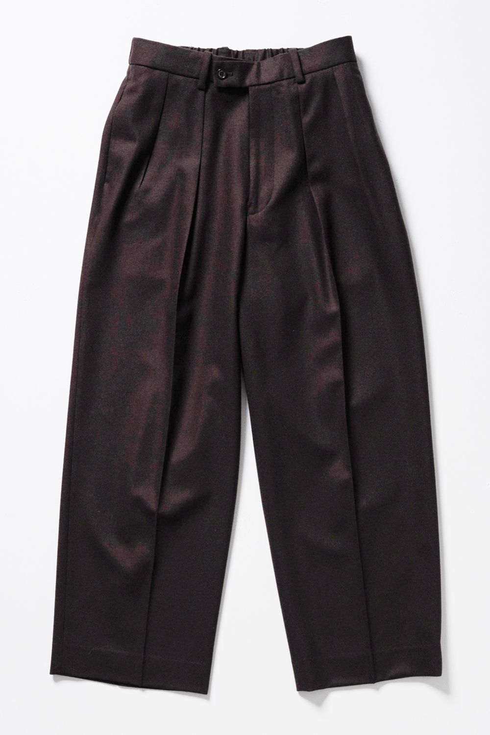 MARKAWARE - ORGANIC WOOL FLANNEL DOUBLE PLEATED TROUSERS / オーガニック ウール フランネル  ダブルプリーテッド トラウザーズ | laid-back