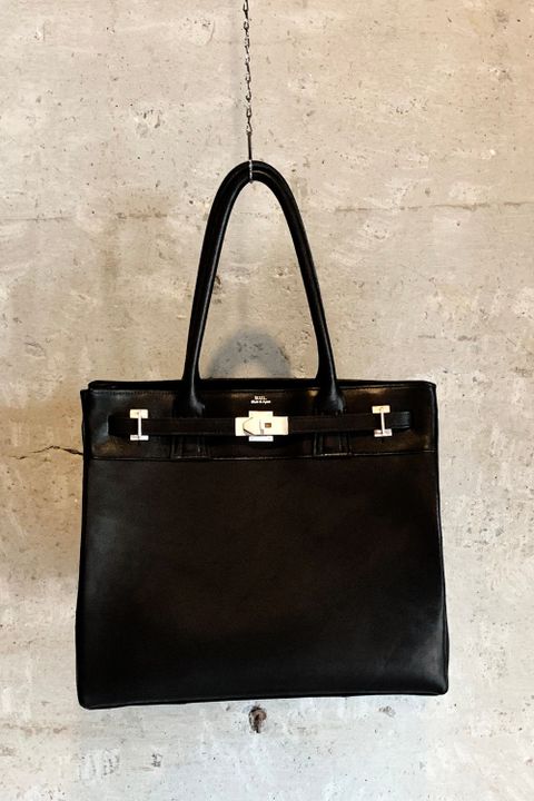 TOTE(L) BLACK × S/SILIVER METAL - Oil Leather / トート(L)