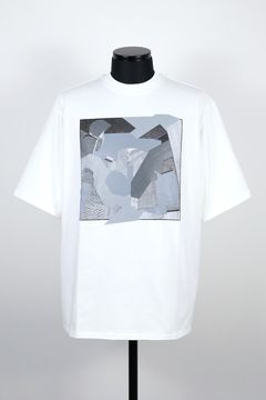 40/2 ORGANIC COTTON KNIT CREW NECK PRINT TEE "FINE LINES" / オーガニックコットン26G天竺 クルーネック プリントTシャツ