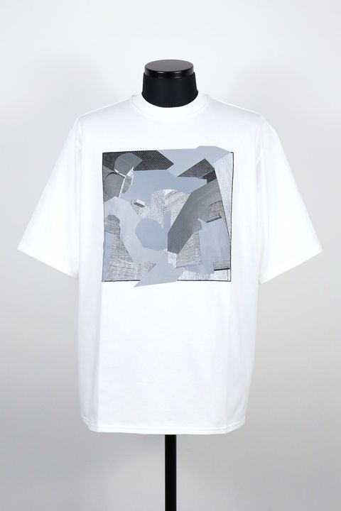 40/2 ORGANIC COTTON KNIT CREW NECK PRINT TEE "FINE LINES" / オーガニックコットン26G天竺 クルーネック プリントTシャツ