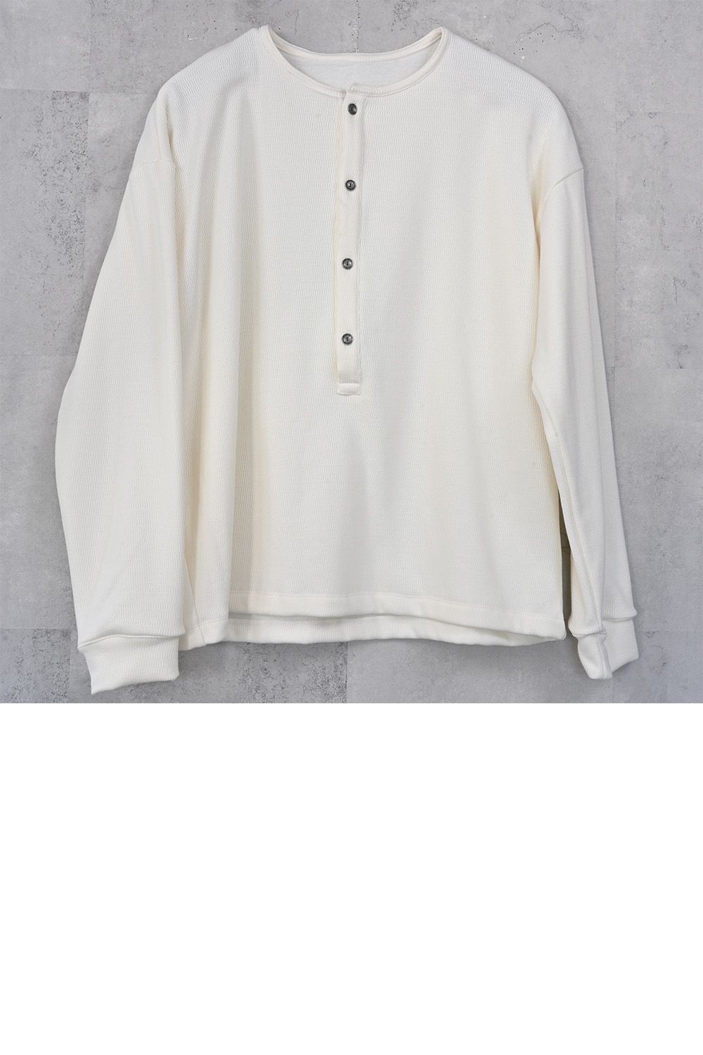 OVER  HENRY VELOURS FLEECE THERMAL / 裏起毛 ベロア フリース サーマル ヘンリーネック オーバーサイズ