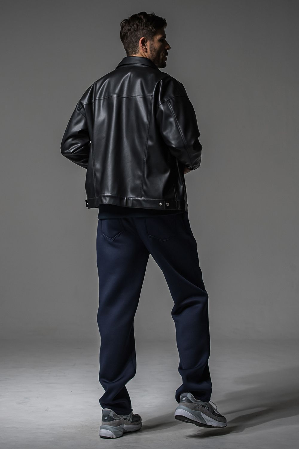 LEATHER OVER 3RD G / オーバーサイズ エコレザーGジャン