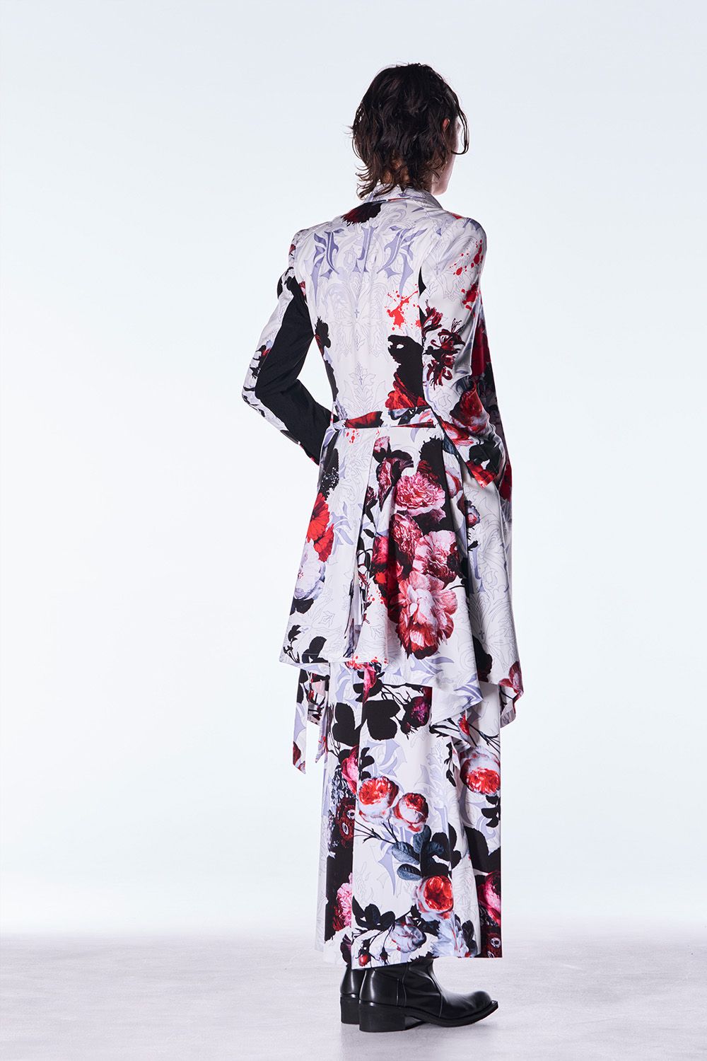 Goth Flora Suede Satin Flare Jacket  / ゴス フローラ スエード サテン フレア ジャケット