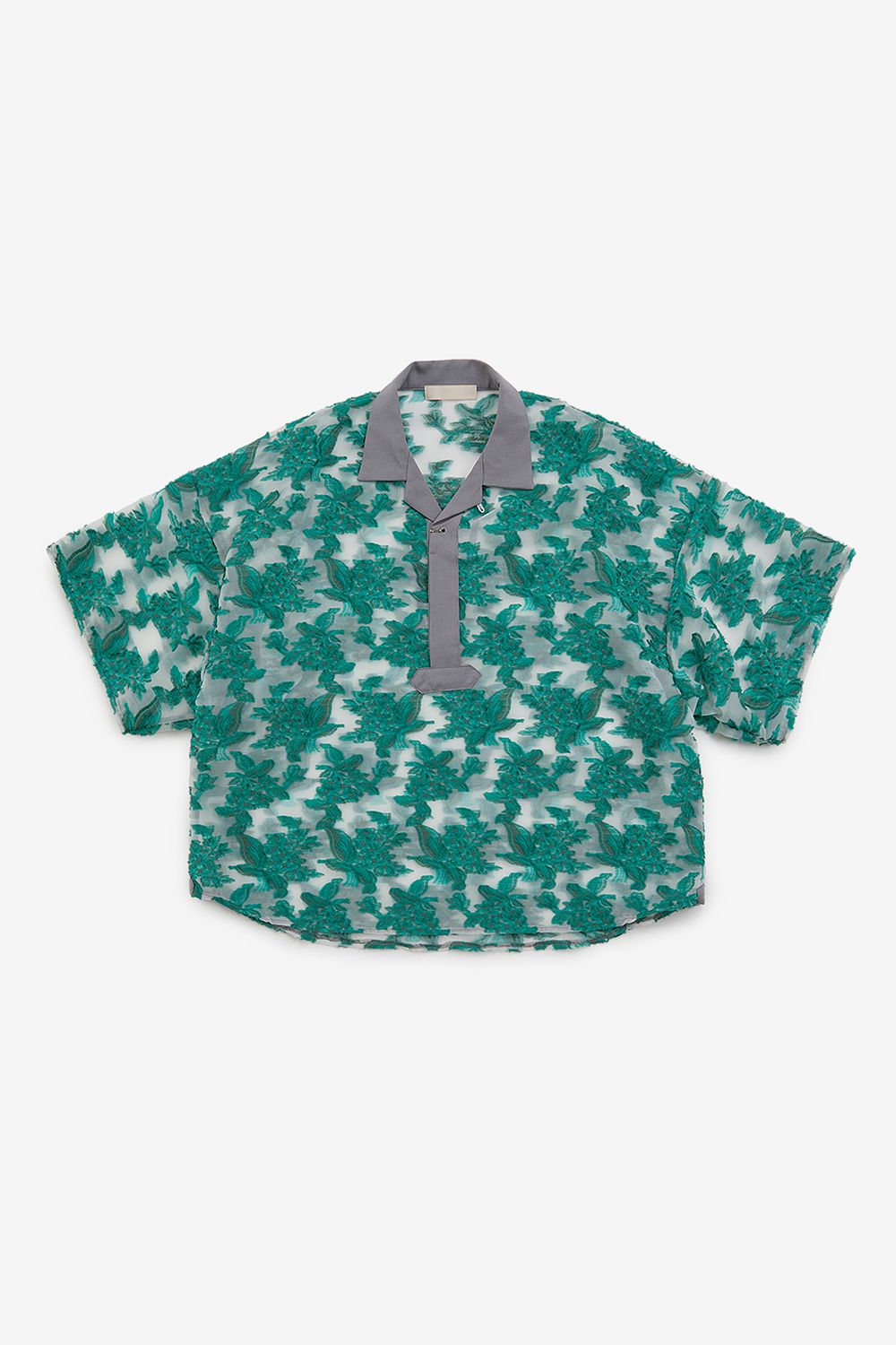 Mesh jaquard skipper shirt / メッシュ ジャガード スキッパー シャツ