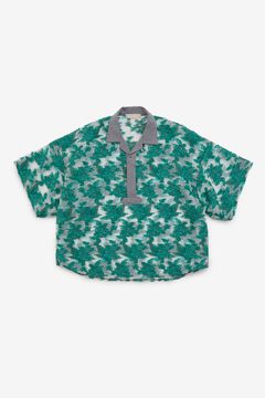 Mesh jaquard skipper shirt / メッシュ ジャガード スキッパー シャツ