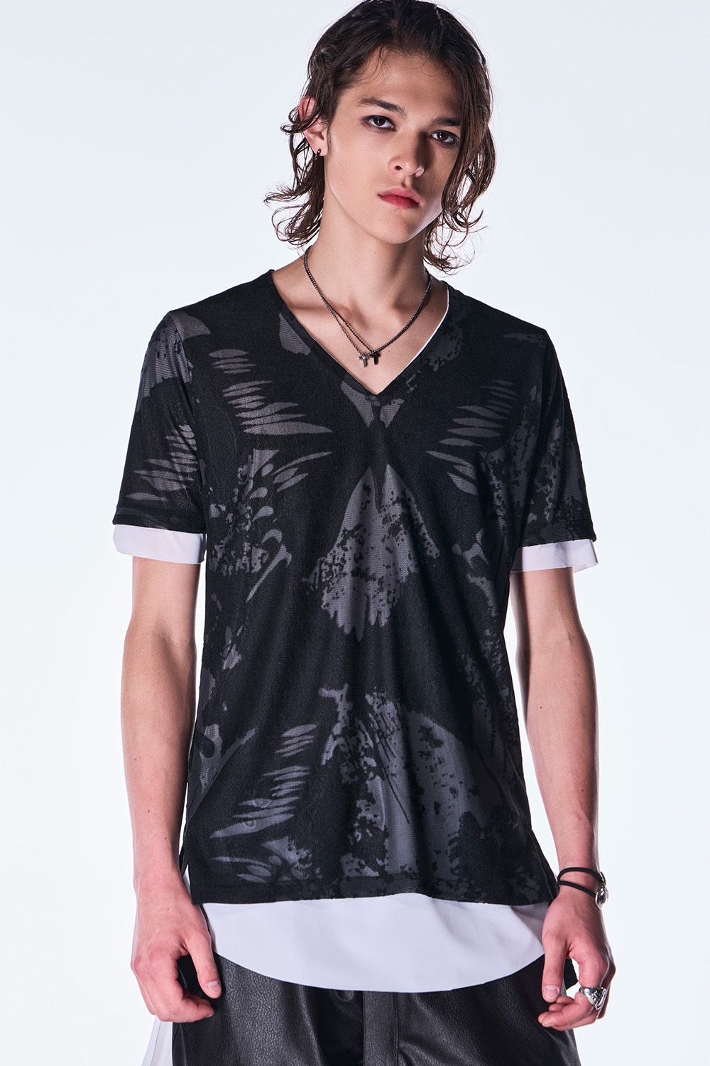 Opal Mesh Layered T-shirt / オパール メッシュ レーヤード Tシャツ