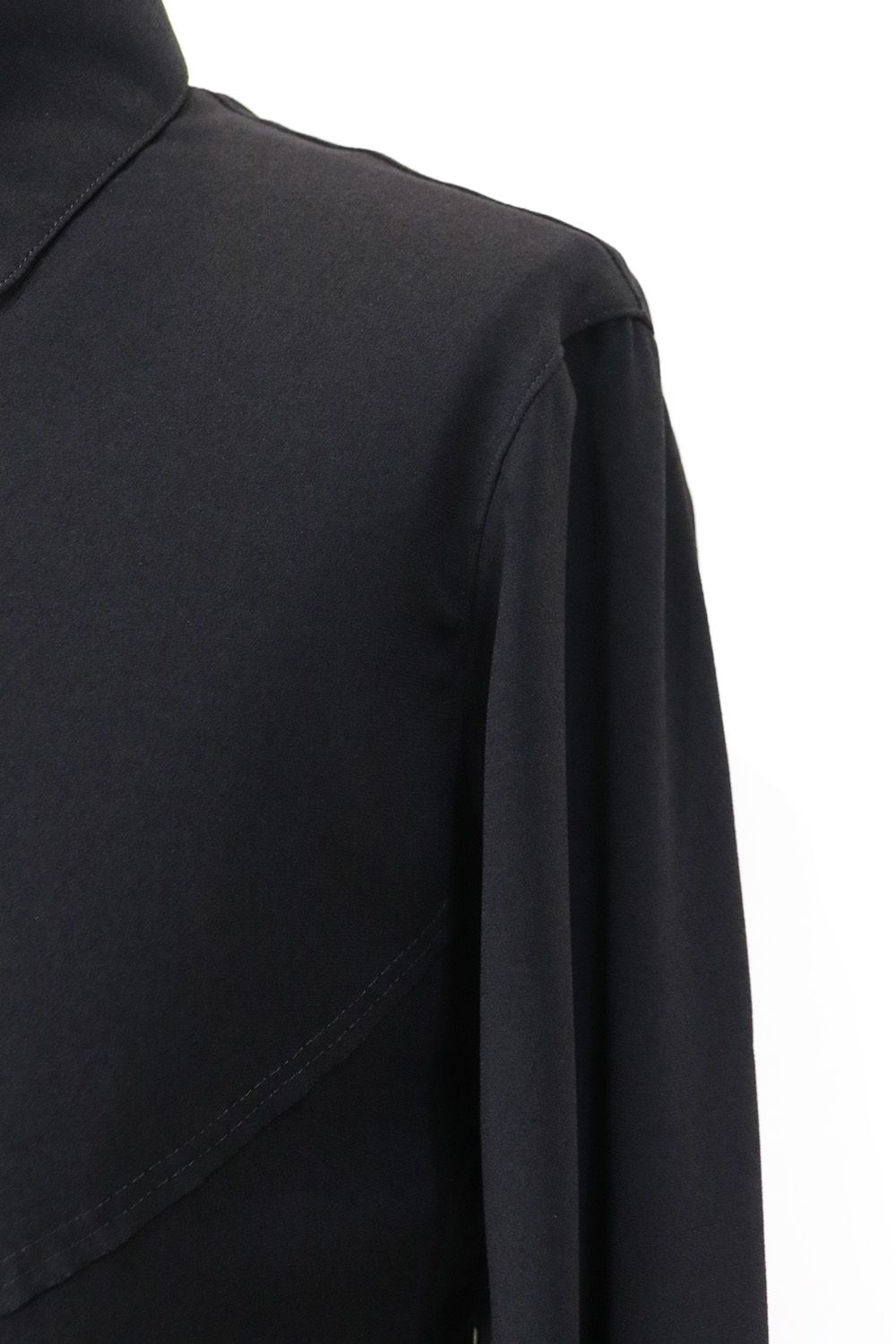 Crape Lace Up Single Frill Shirts / クレープ レースアップ シングル フリルシャツ