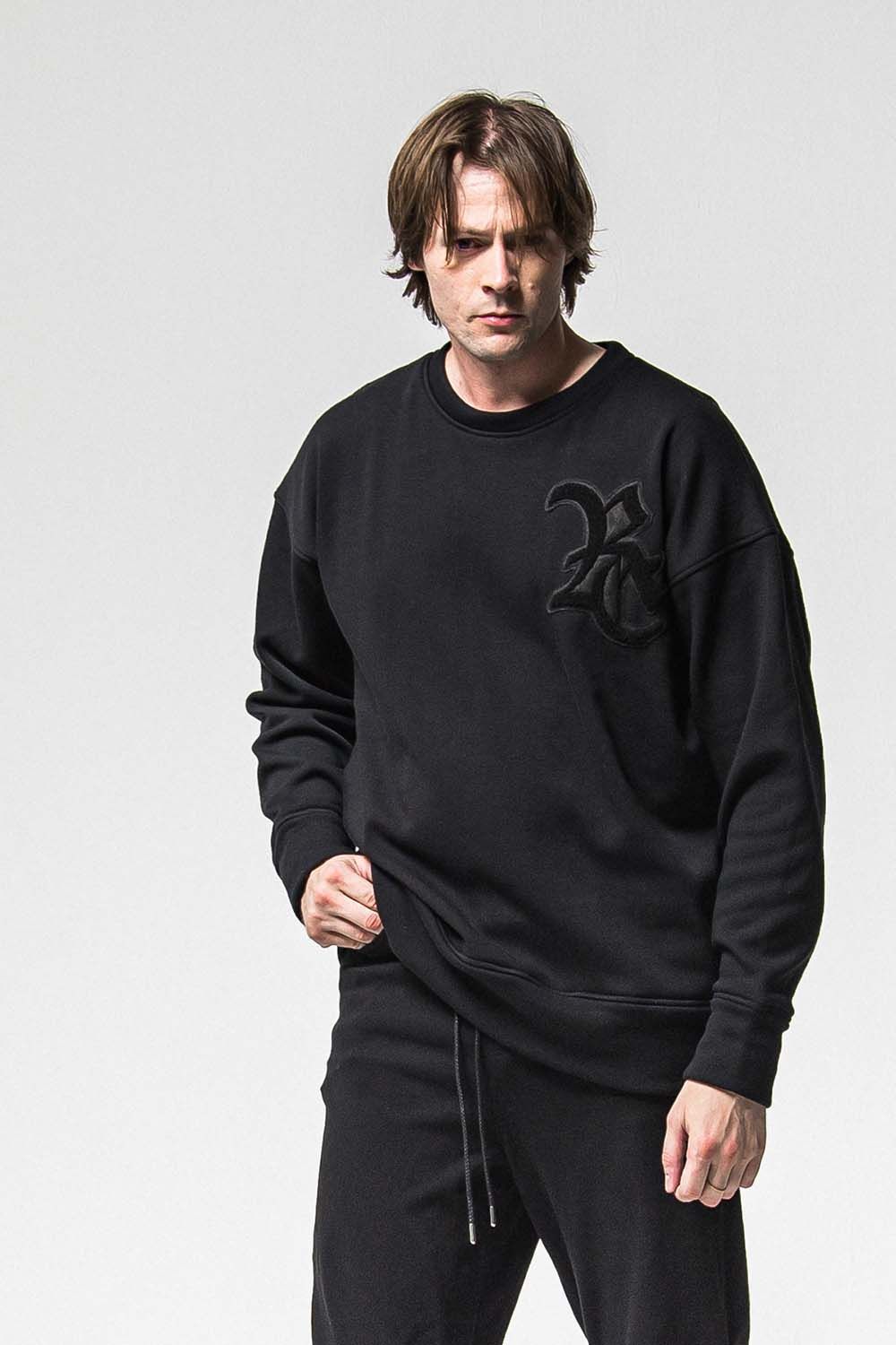 RC CHENILLE VELOURS FLEECE DROP TRINER / RC サガラ刺繍ワッペン ベロア フリース ドロップ トレーナー