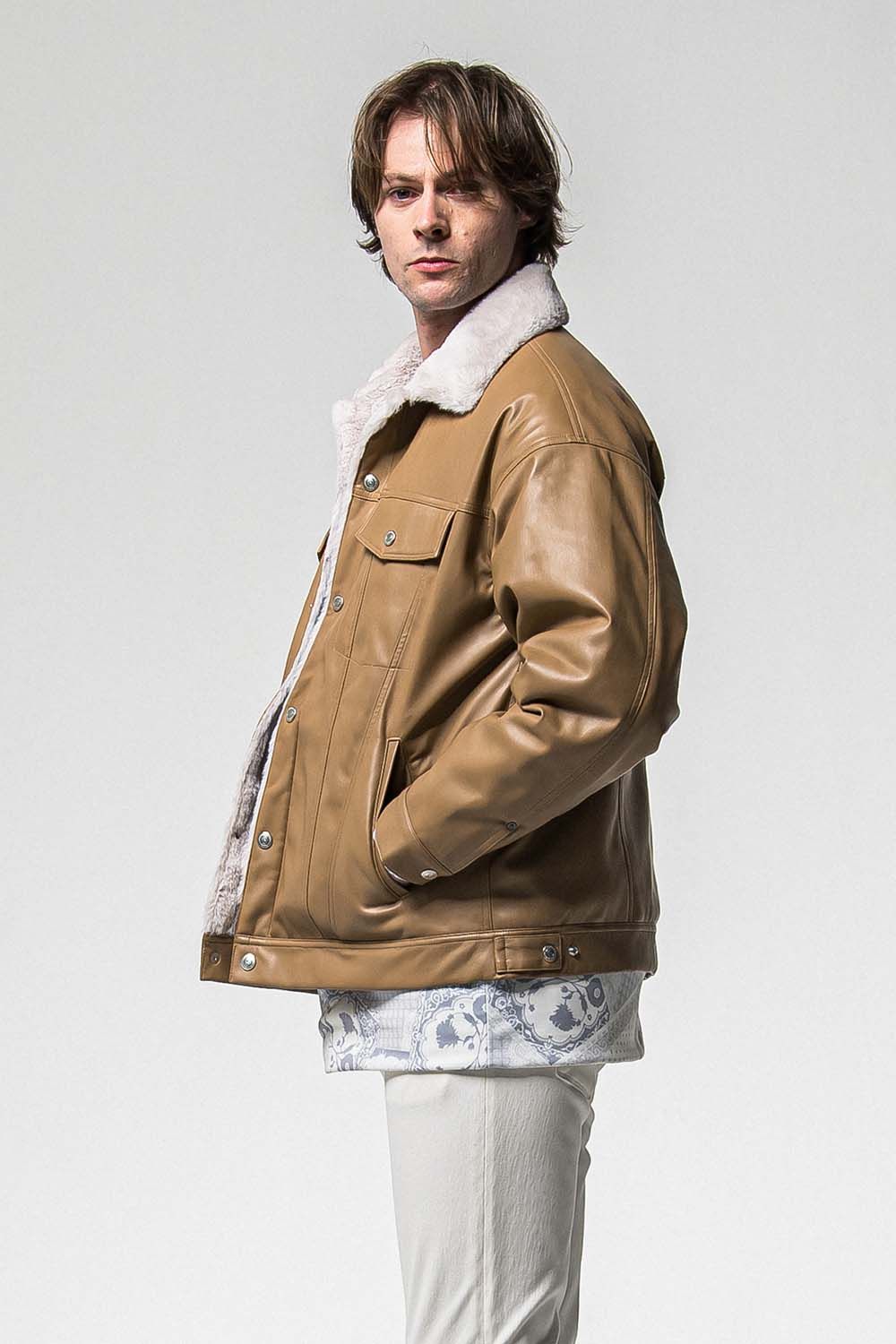 LEATHER FUR OVER G  / レザー ファー オーバー Gジャン